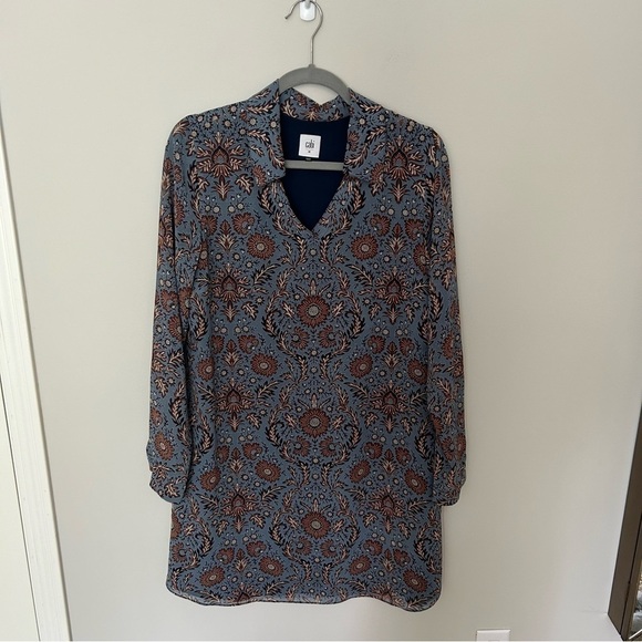 CAbi Provincial Tunic Long Sleeve Shift Dress Paisley Print Size Medium 3295 - Picture 2 of 8